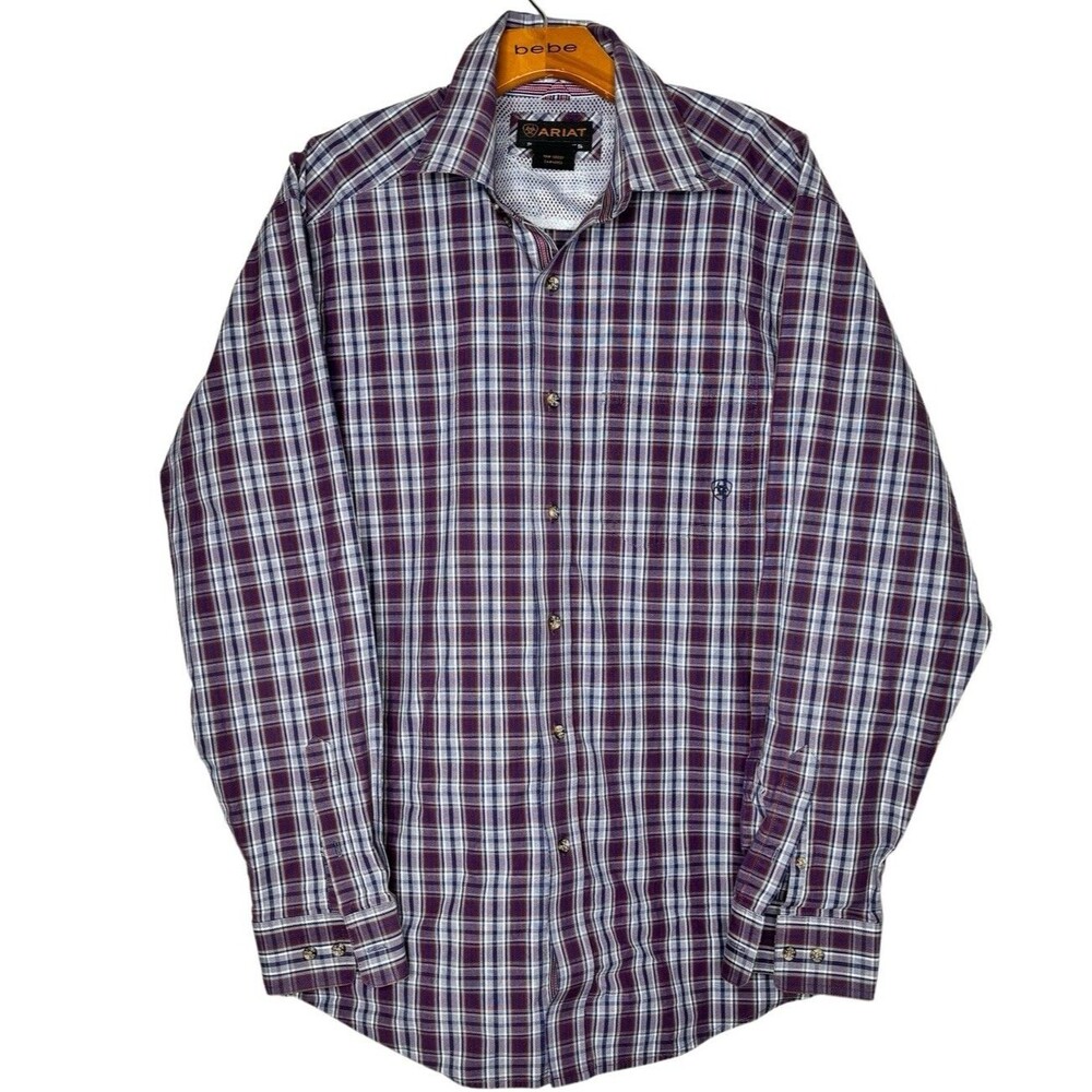 Ariat Pro Series Mens Classic Fit Shirt Sz L Plaid Red Button Down Classic Vent